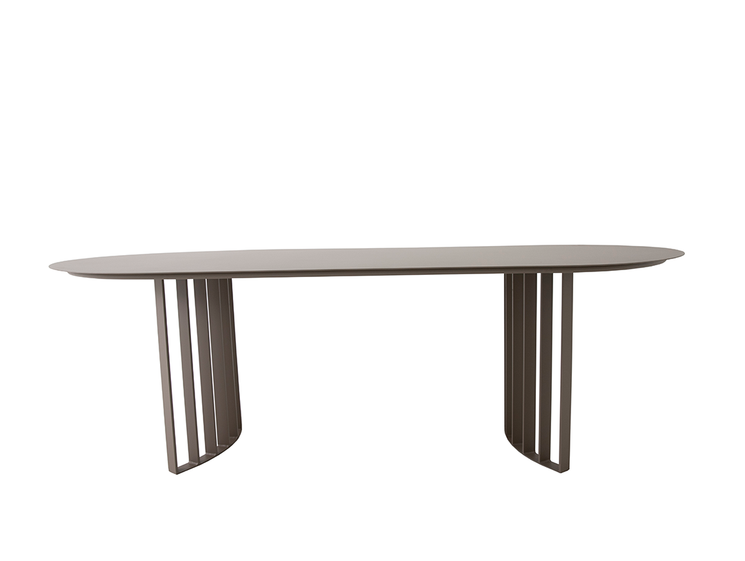 Mesa Oval Lyse 240x120cm Alumínio Cor Cinza