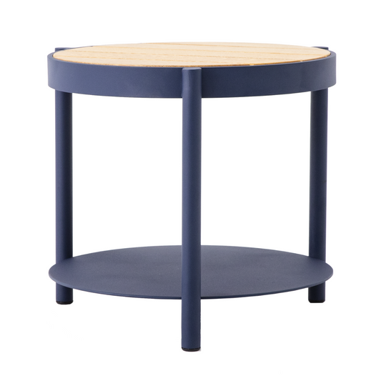 Mesa Auxiliar Dallas 56cm Freijó Madera Aluminio Color Azul Carbono