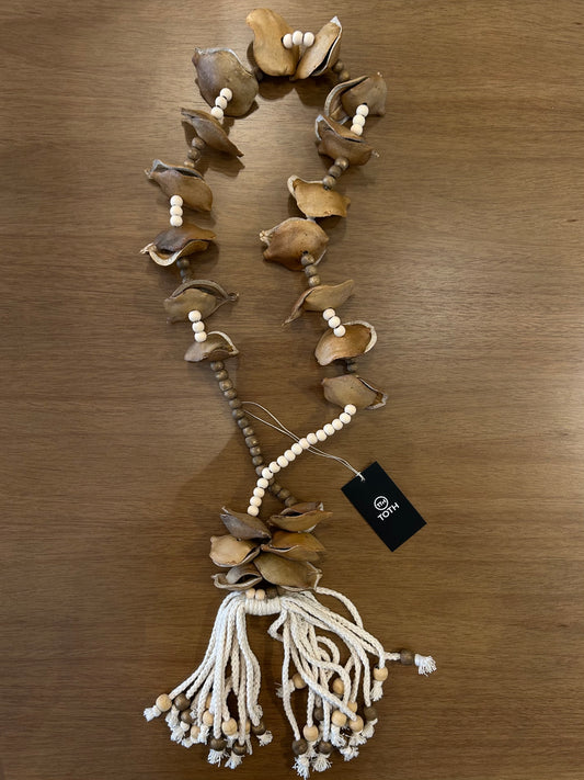 Decorative Beige Necklace Beads Brown and Light Beige Jacaranda Seeds