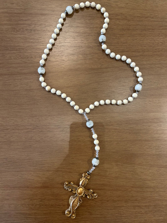 Decorative Beige Rosary Light Beige Beads and Acrylics