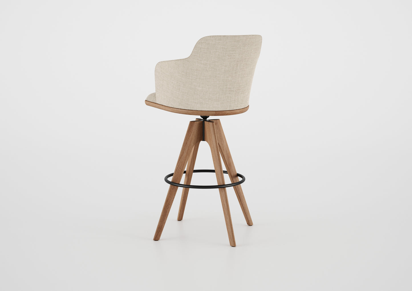 Ginga Chair with Natural Cinnamon Wood Armrests, Upholstered Fabric Backrest and Seat G.2-348