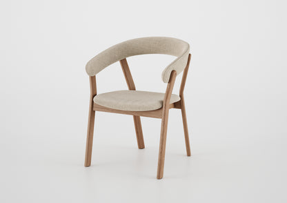 Silla Ginga con Brazo Respaldo de Madera Natural Canela y Asiento Tapizado en Tela G.2-348