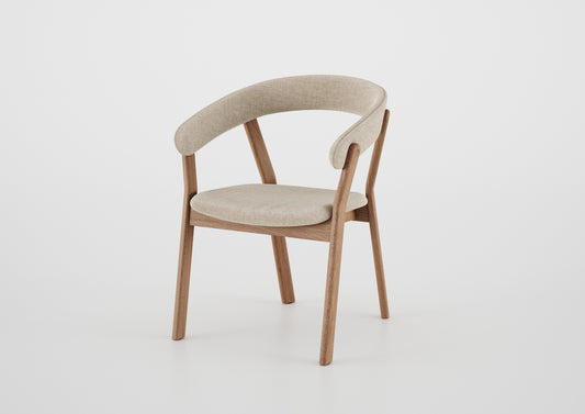 Silla Ginga con Brazo Respaldo de Madera Natural Canela y Asiento Tapizado en Tela G.2-348