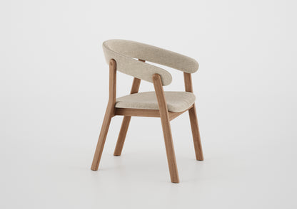 Silla Ginga con Brazo Respaldo de Madera Natural Canela y Asiento Tapizado en Tela G.2-348