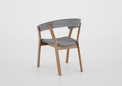 Ginga Chair with Natural Cinnamon Wood Armrests, Upholstered Fabric Backrest and Seat G.2-348