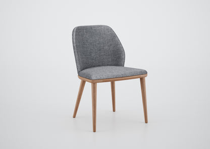 Ginga Chair with Natural Cinnamon Wood Armrests, Upholstered Fabric Backrest and Seat G.2-348