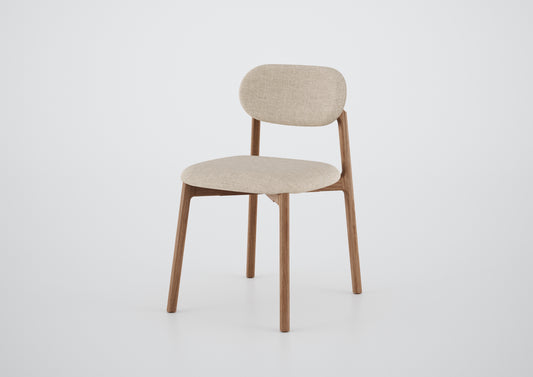 Ginga Chair with Natural Cinnamon Wood Armrests, Upholstered Fabric Backrest and Seat G.2-348