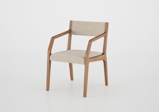 Silla Ginga con Brazo Respaldo de Madera Natural Canela y Asiento Tapizado en Tela G.2-348