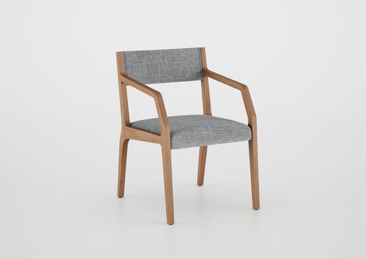 Silla Ginga con Brazo Respaldo de Madera Natural Canela y Asiento Tapizado en Tela G.2-348