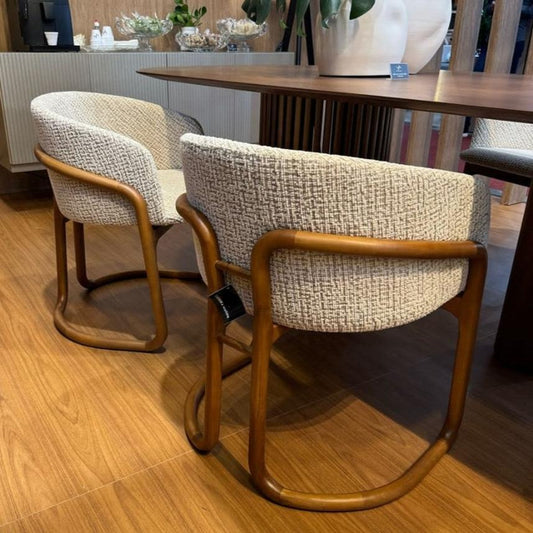 Silla Marina Respaldo y Asiento de Madera Marrón Canela Tapizado en Tela G.6-289