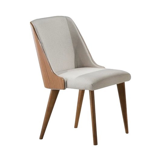 Eduarda Chair Freijó Wood Upholstered Seat Gray Linen