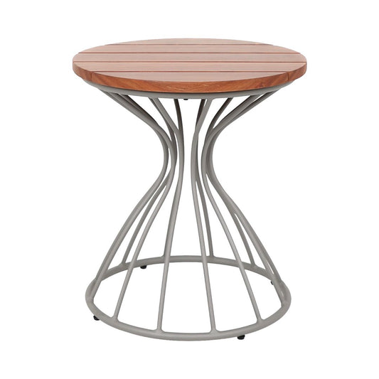 Queen Side Table 45cm Cumaru Wood Aluminum Gray Color