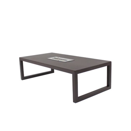 Village Coffee Table 140x70cm with Fireplace, Aluminum, Coffee Color