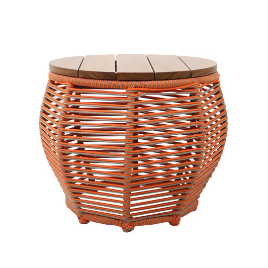 Sorrento Side Table 45cm Cumaru Wood, Aluminum, Gray Color, Nautical Rope, Orange Color and Ramie