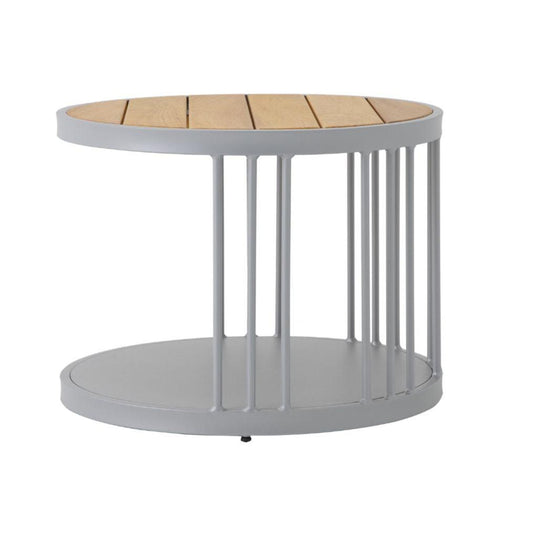 Los Angeles Side Table 50cm Freijó Wood Aluminum Silver Color