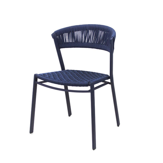 Duda Aluminum Chair, Carbon Blue Color, Nautical Rope, Navy Blue Color