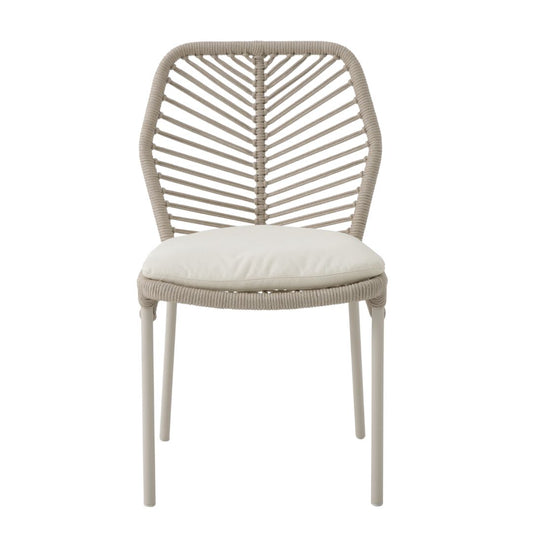 Selecta Aluminum Chair Beige Color Nautical Rope Sand Color Upholstered Seat Captain Alabaster Fabric