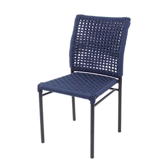 Panama Chair Aluminum Black Color Nautical Rope Navy Blue Color