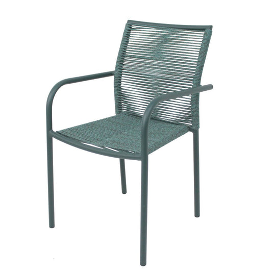 Panama Chair with Aluminum Armrest, Green Color, Nautical Rope, Mixed Green Color