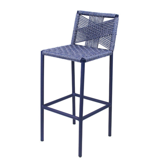 Joly Aluminum Stool, Blue Color, Nautical Rope, Mixed Blue Color