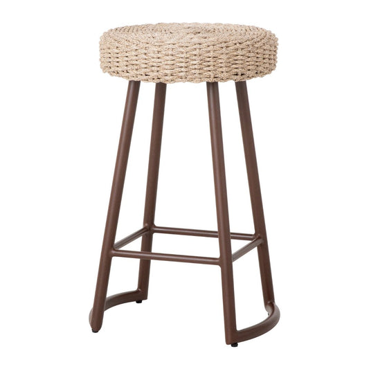 Maya Aluminum Stool Corten Color Nautical Rope Color Mixed Beige