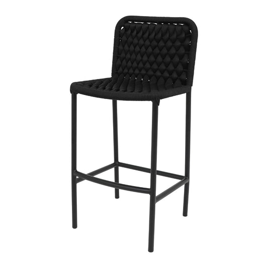 Ocean Stool Aluminum Black Color Nautical Knit Black Color