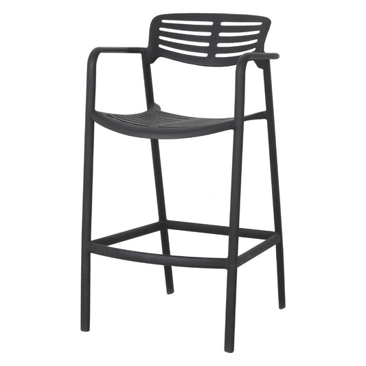 Plaza Stool with Aluminum Armrest, Black Color