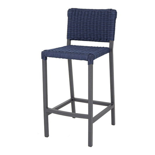 Angra Aluminum Stool Gray Color Nautical Rope Navy Blue Color