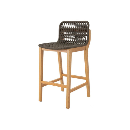 Cayman Stool in Freijó Wood with Nautical Rope, Brown Color