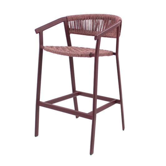 Duda Stool with Aluminum Armrest in Burgundy Color and Nautical Rope in Mixed Wine Color