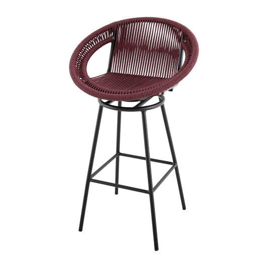 Martin Stool Aluminum Black Color Nautical Rope Color Marsala