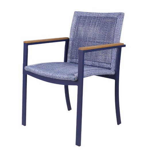 Amélia Armchair Freijó Wood Aluminum Carbon Blue Color Nautical Rope Mixed Blue Color