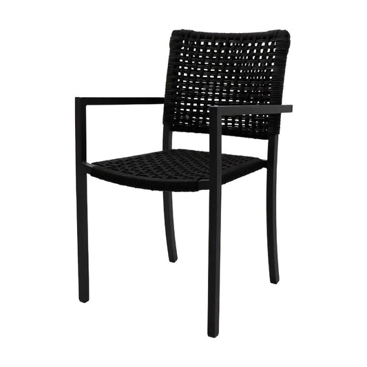 Angra Aluminum Armchair Black Color Nautical Rope Black Color