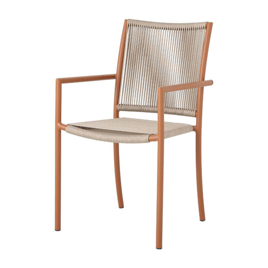 Aquiraz Aluminum Armchair, Mixed Brown Color, Nautical Rope, Sand Color