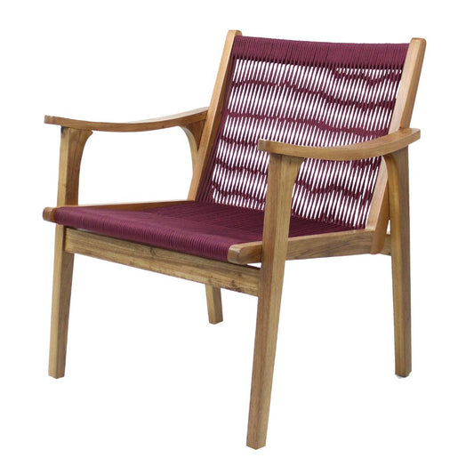 Botanic Armchair Freijó Wood Nautical Rope Wine Color