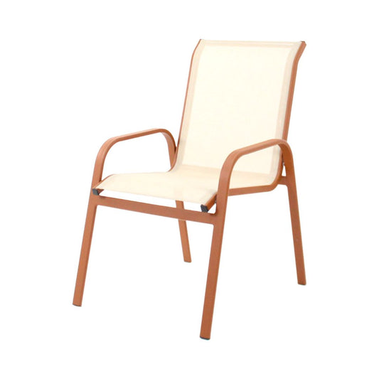 Coral Aluminum Armchair in Mixed Brown Color and Mixed Beige Color Fabric