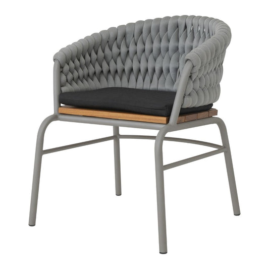 Sillón Desh Freijó Madera Aluminio Color Gris Tejido Náutico Color Plata Asiento Tapizado Tela Quaker Negra