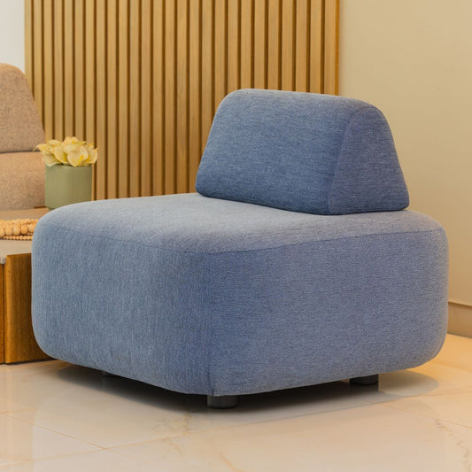 Dominic Armchair Upholstered Seat and Backrest in Coastal Blue Fabric