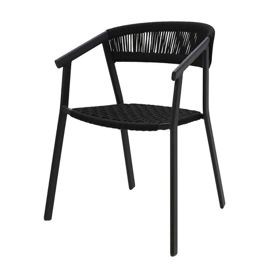 Duda Aluminum Armchair Black Color Nautical Rope Black Color