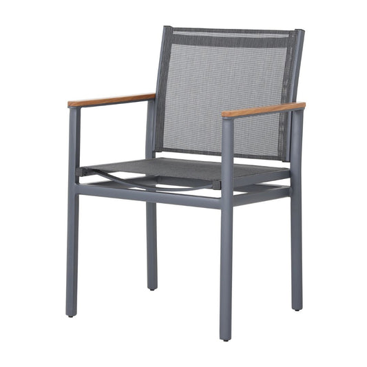 Hilary Armchair Freijó Wood Aluminum Graphite Color Canvas Mixed Gray Color