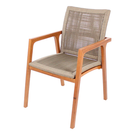 Itapuã Chair with Armrests in Freijó Wood and Nautical Rope in Rami Color