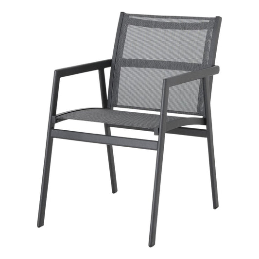 Itapuã Chair with Arms, Aluminum, Lead Color, Mixed Gray Fabric