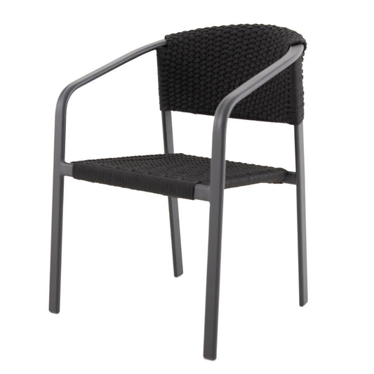 Lapa Aluminum Armchair, Lead Color, Flat Nautical Rope, Black Color