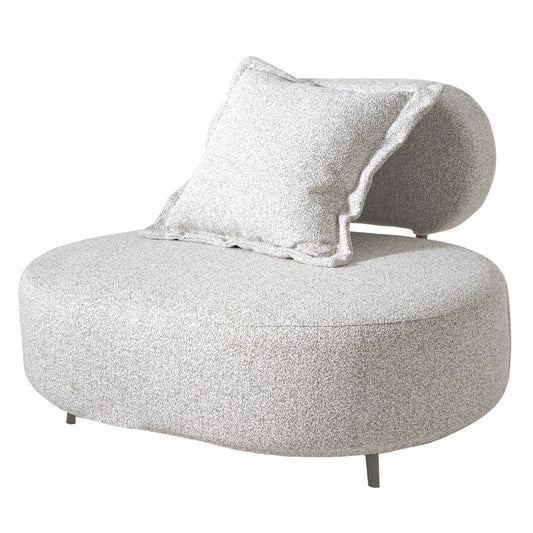 Nina Aluminum Armchair Fendi Color Backrest and Seat Upholstered in Boucle Fabric Nepal