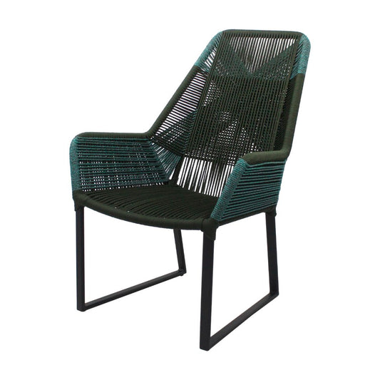 Sillón Alto Sorrento de Aluminio Cuerda Náutica Negra Verde Musgo y Verde Mixto