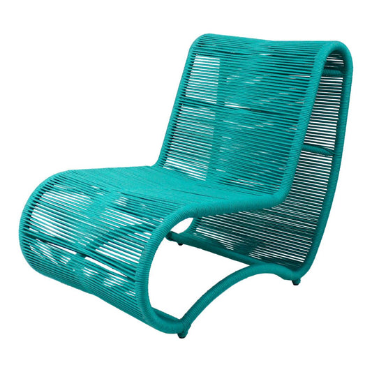 Wave Armchair Aluminum Turquoise Green Color Nautical Rope Turquoise Green Color