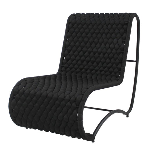 Wave Aluminum Armchair, Black Color, Nautical Knit, Black Color