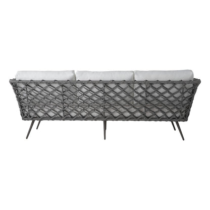 Costa Rica Sofa Aluminum Gray Color Nautical Rope Silver Color Backrest and Seat Upholstered Raw Dunas Fabric