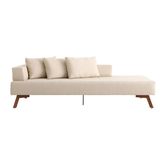 Ferrarezi Aluminum Sofa, Mixed Brown Color, Backrest and Seat Upholstered in Quaker Beige Fabric