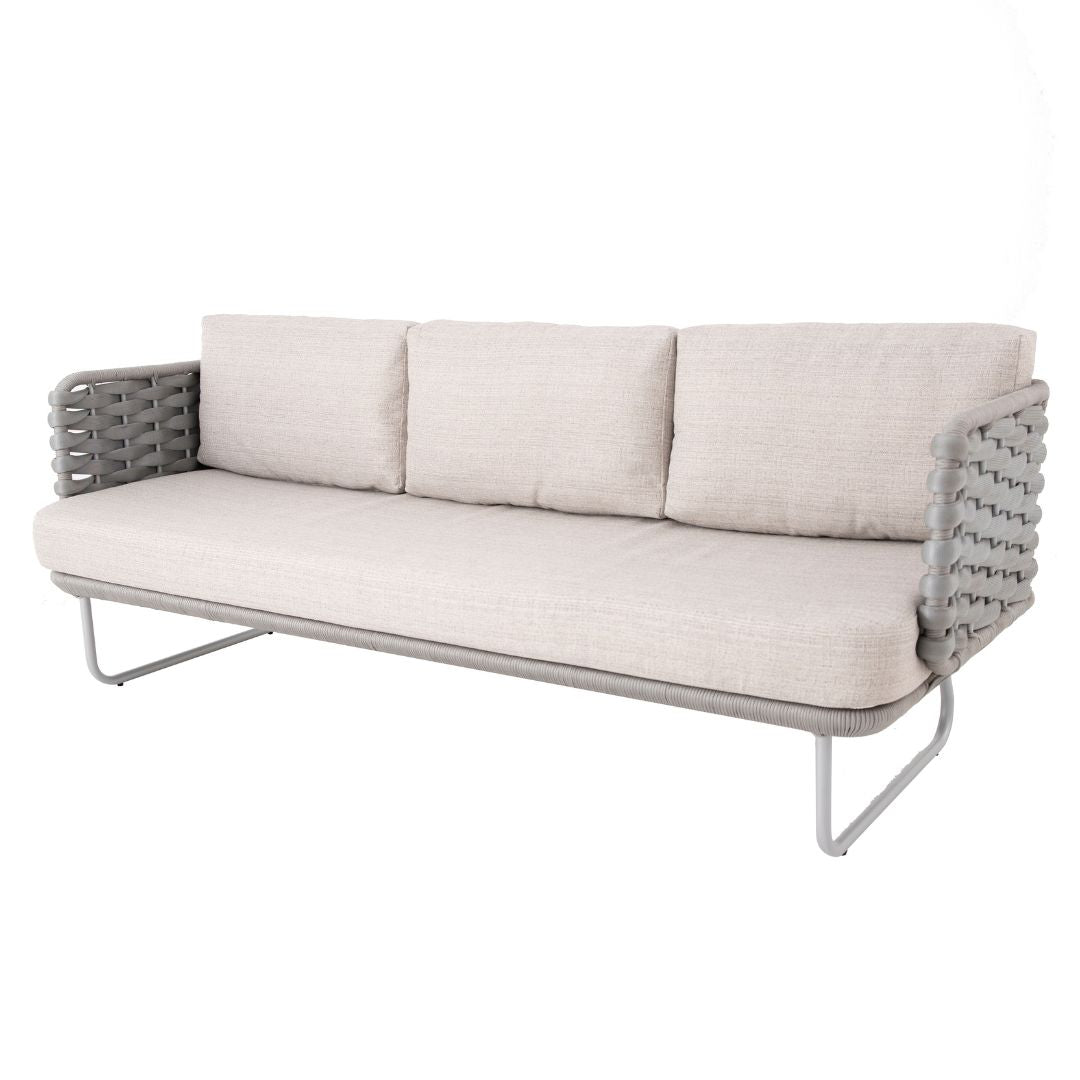 Veredas Sofa Aluminum White Color Nautical Knit Silver Color Upholstered Seat Quaker Fabric Beige Mix